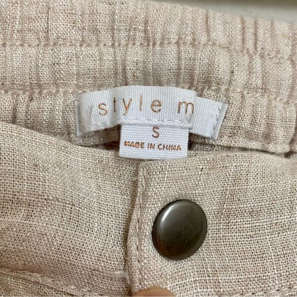 Summer beige trousers with floral embroidery size S - Picture 5 of 12